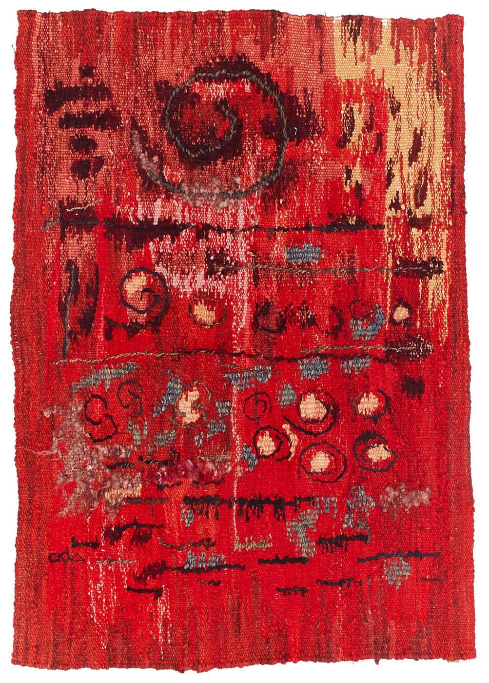 Ada Kierzkowska, Kompozycja z czerwieniami, ok. 1965, gobelin, 115 x 83 cm. Kolekcja prywatna. Dzięki uprzejmości Fundacji Art & Modern