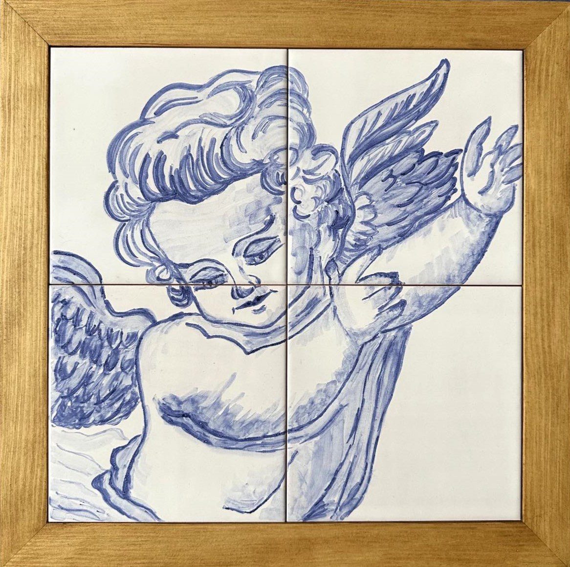 Aniołek ręcznie malowany na kafelkach ceramicznych, fot. Anna POlakowska-Kapica