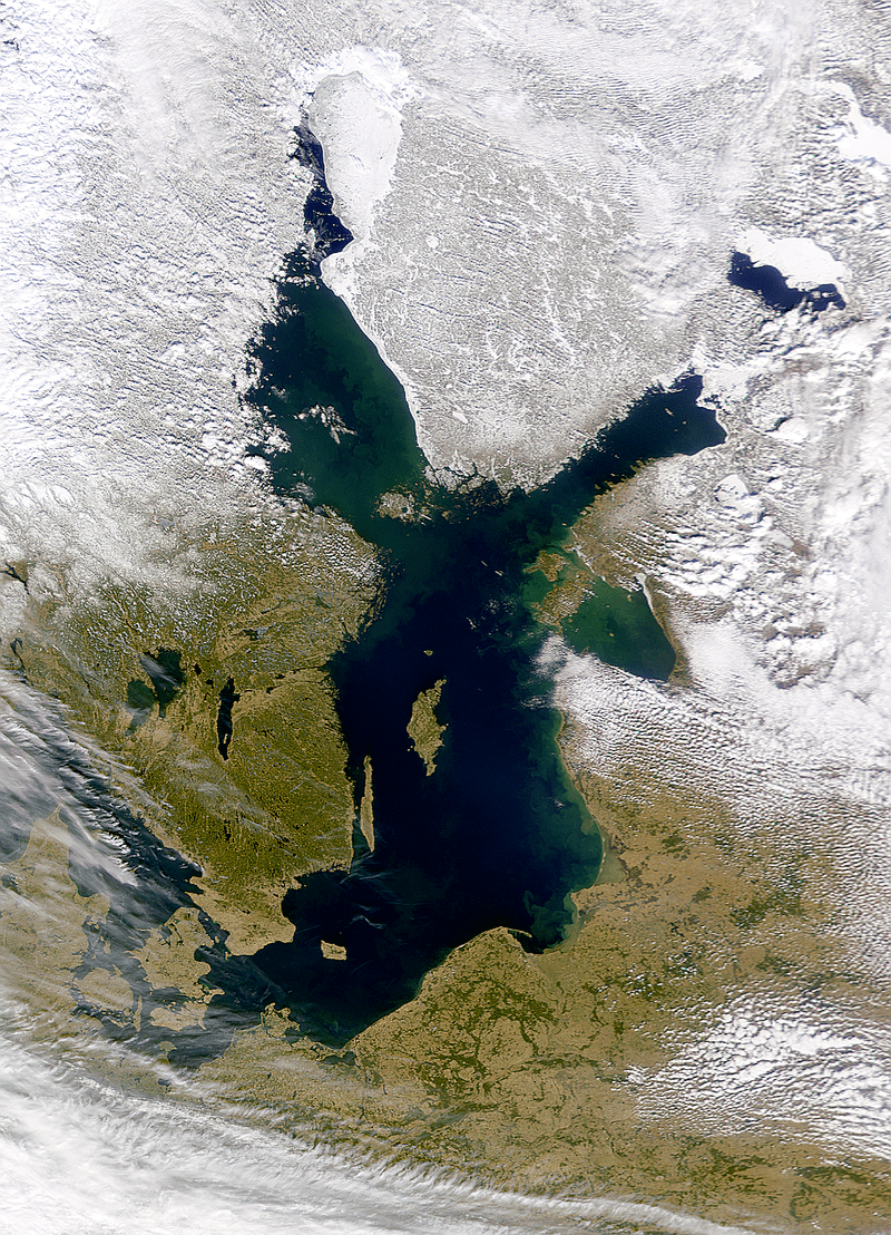 Morze Bałtyckie, zdjęcie satelitarne, fot. Wikipedia