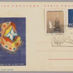 Karta pocztowa ze znaczkami i pieczątkami festiwalowymi, 1955, Muzeum Warszawy