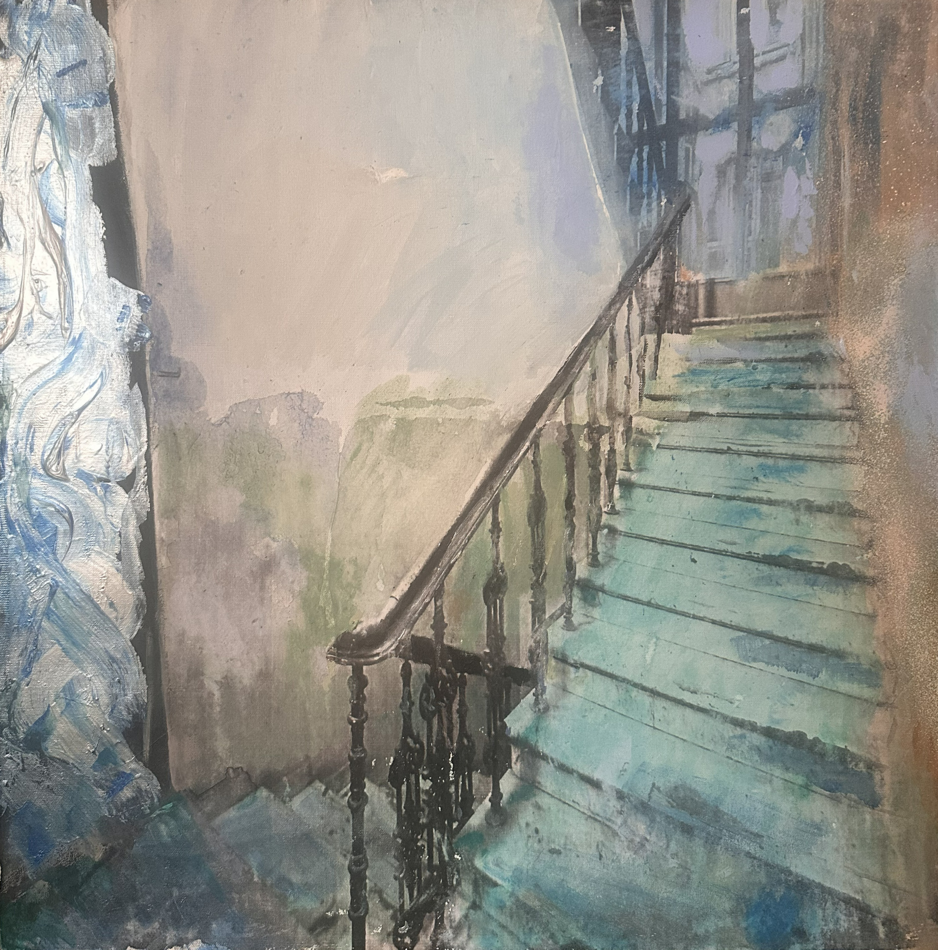 Srebrny Portal, 60x60 cm, grafika i akryl na plotnie